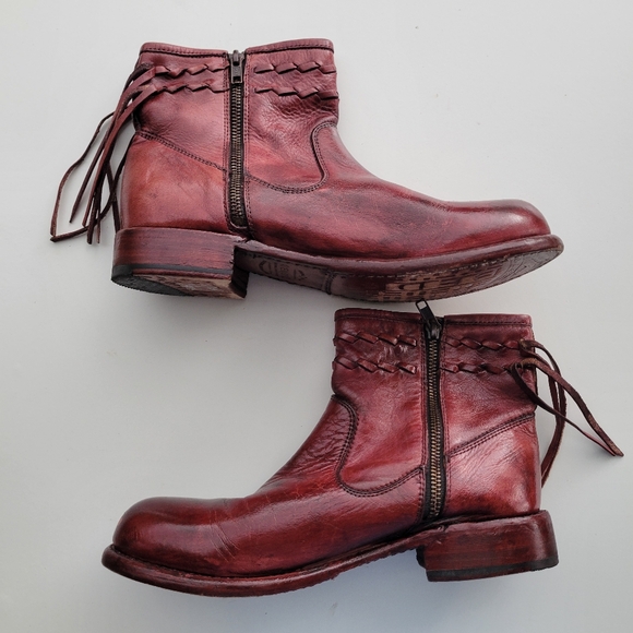 Bed Stu Craven Merlot Dip Dye Western Fringe leather Boots size 9.5 - Picture 2 of 9